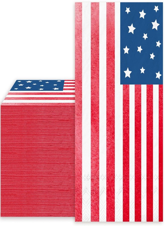 Whaline 100Pcs Patriotic Guest Paper Napkins American Flag 3 Ply Disposable Napkins Red White Blue 4th of July Dinner Hand Napkin Towel for Independence Day Party Table Decor - Image 1